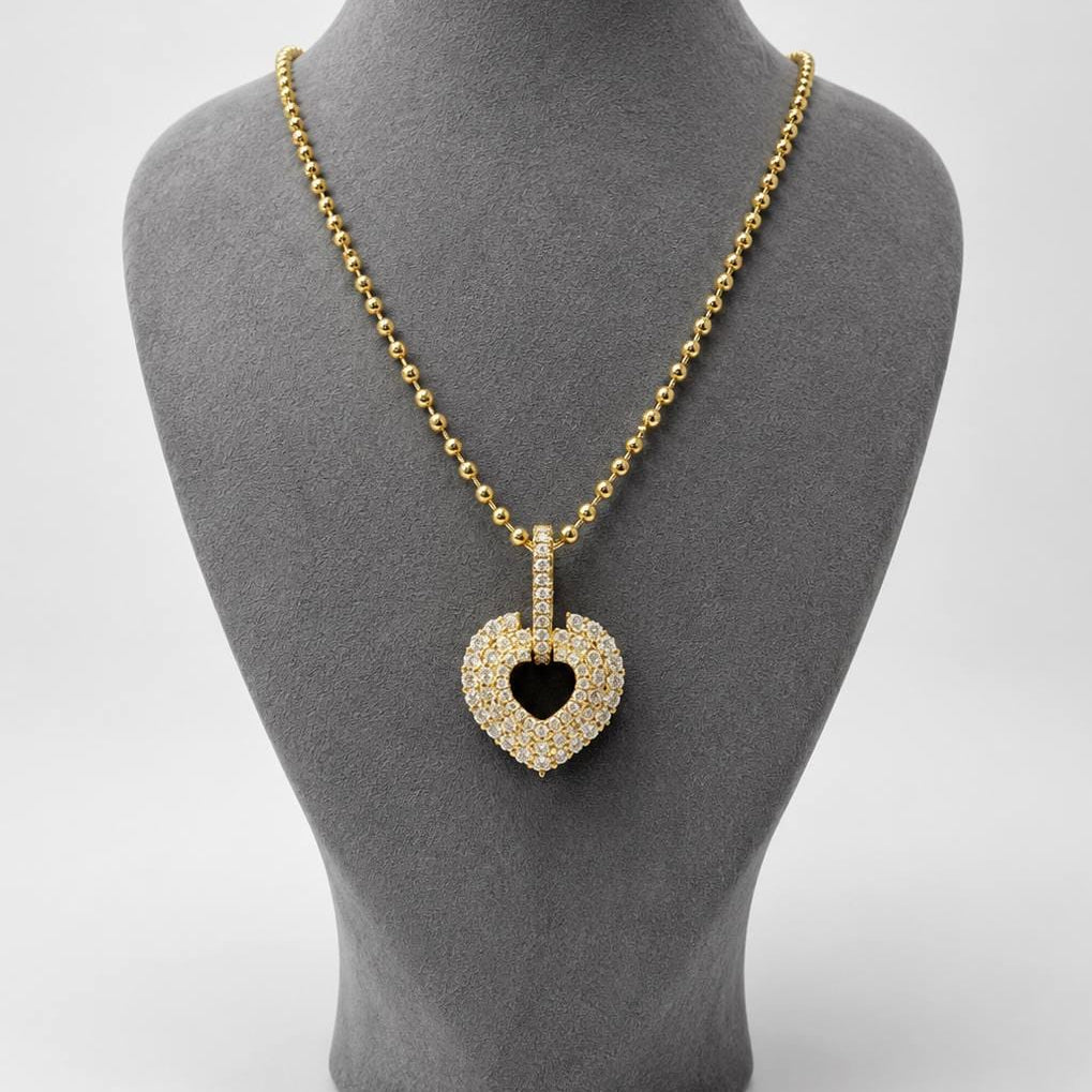 1.90 Carat Natural Diamond Heart Design Charm Necklace