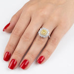 1.95 Ct. Fancy Yellow Diamond Designer Ring in 18K Gold