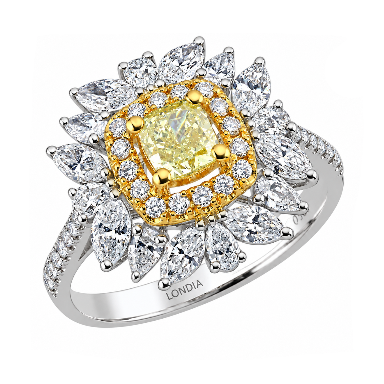 1.95 Ct. Natural Diamond Fancy Yellow Design Ring
