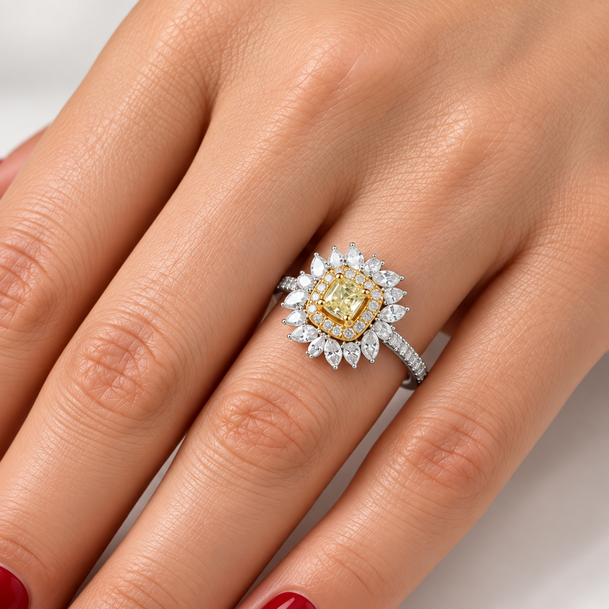 1.95 Ct. Natural Diamond Fancy Yellow Design Ring