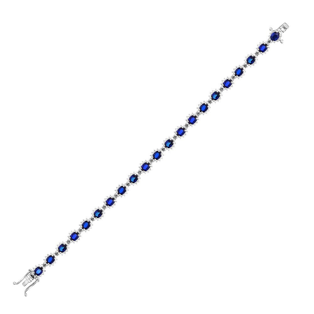 10.00 Ct Natural Sapphire And 1.50 Ct Natural Diamond Stone Halo Design Diamond Bracelet  LONDIA