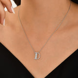 0.45 ct. Baguette Diamond D Initial Design Necklace 14K Fine Gold