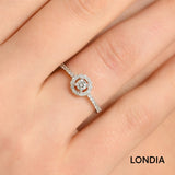 0.30 Ct. Natural Diamond Halo Design Side Stone Ring in 14K Gold