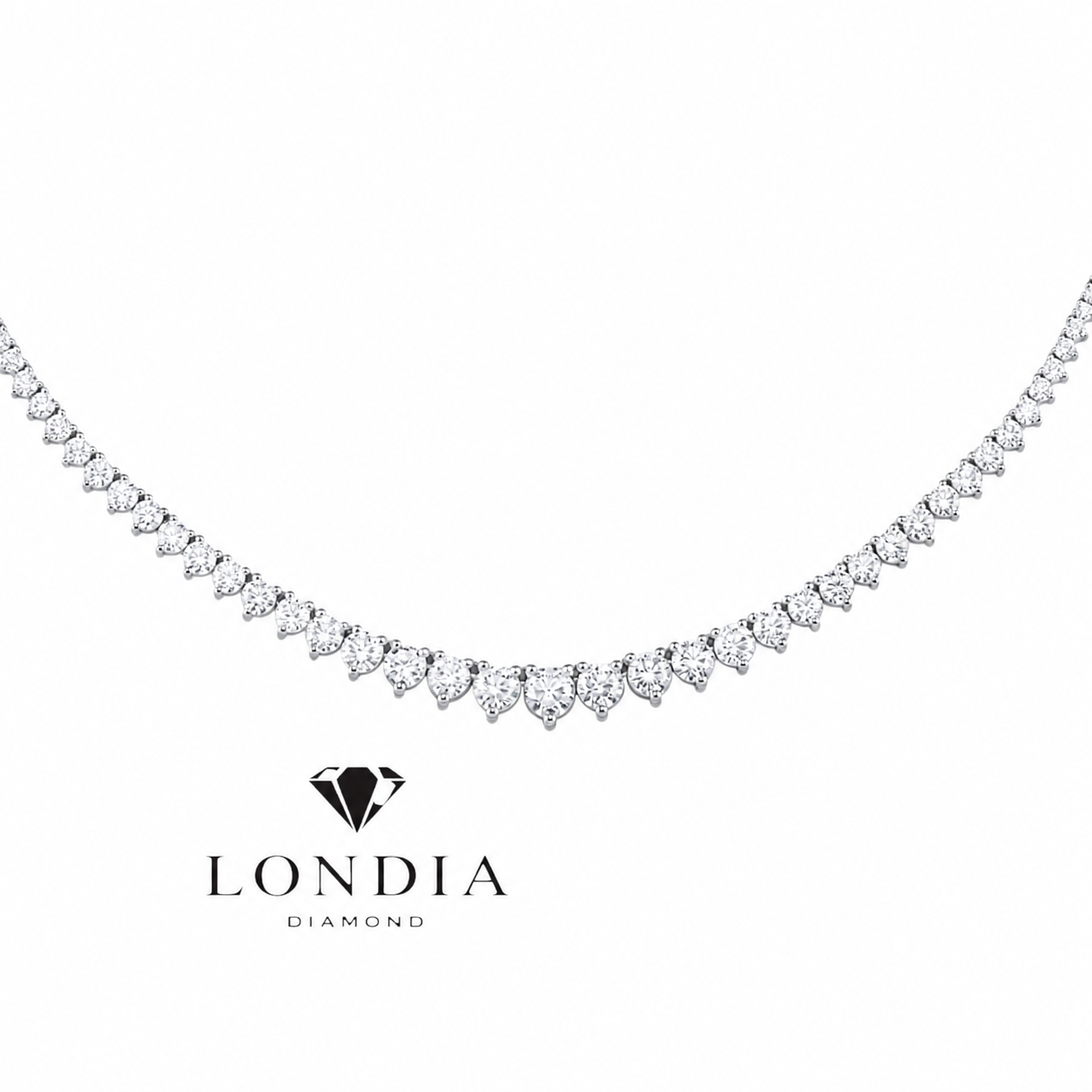 11.40 Carat Natural Diamond Graduated Tennis Necklace