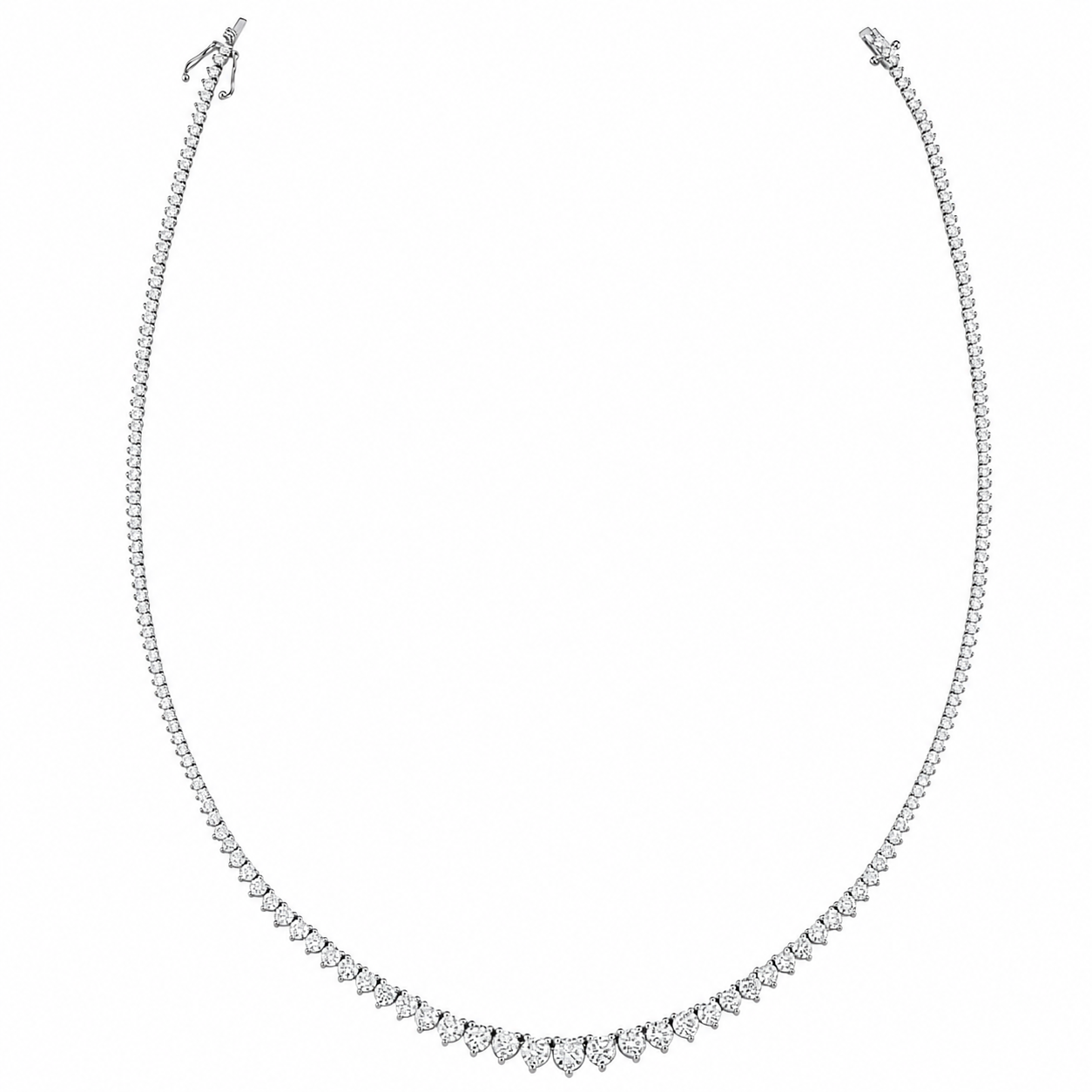 11.40 Carat Natural Diamond Graduated Tennis Necklace