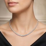 11.40 Carat Natural Diamond Graduated Tennis Necklace
