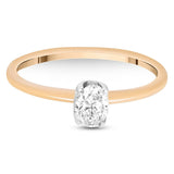 0.40 Ct. Natural Diamond Oval Solitaire ''Modern'' Ring in 14K Gold