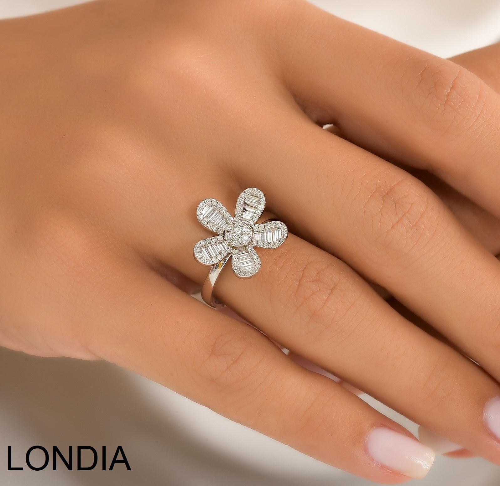 0.75 Ct. Natural Diamond Bold Cherry Blossom Design Ring in 18K Gold