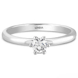 0.30 Ct. Natural Diamond Round Solitaire ''Hexagon'' Ring in 14K Gold