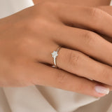 0.30 Ct. Natural Diamond Round Solitaire ''Hexagon'' Ring in 14K Gold