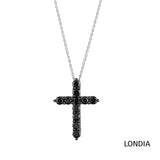 1.80 ct. Black Diamond Chalice Design Cross Necklace 14K Fine Gold