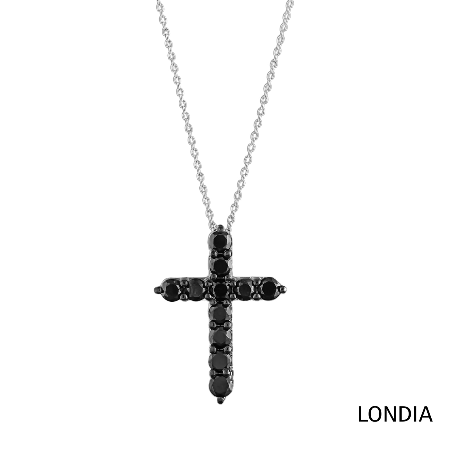 1.80 ct. Black Diamond Chalice Design Cross Necklace 14K Fine Gold