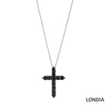 1.80 ct. Black Diamond Chalice Design Cross Necklace 14K Fine Gold