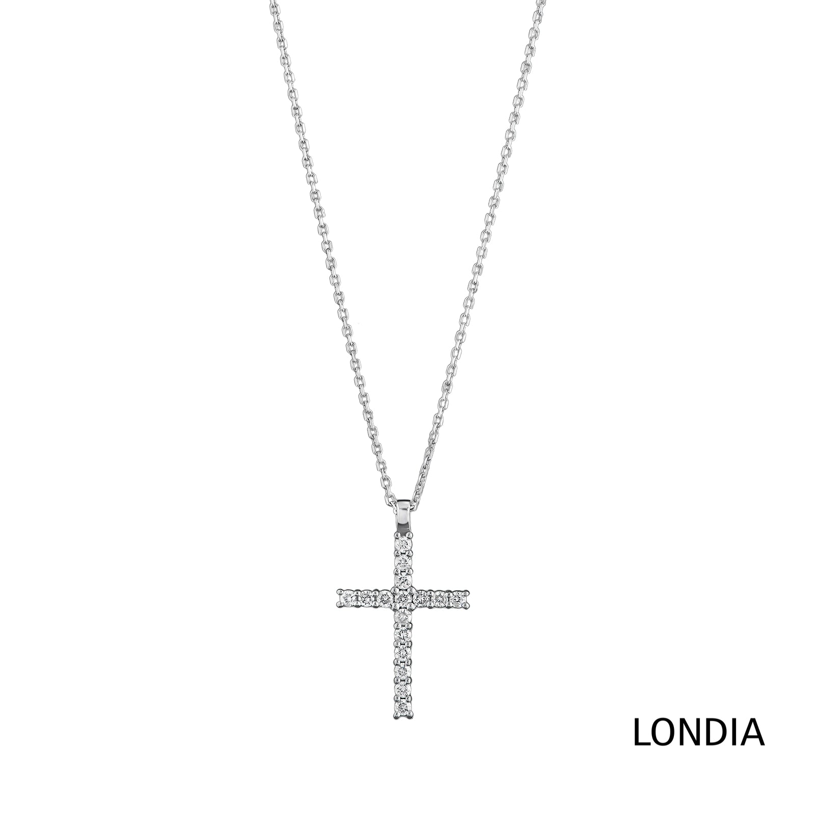 0.35 ct. Diamond Classic Design Cross Necklace 14K Fine Gold