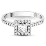 0.50 Ct. Natural Diamond Princess Halo Design Ring in 14K Gold