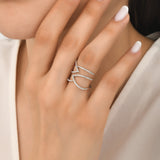 0.55 Ct. Natural Diamond Line Zyra Design Ring in 18K Gold