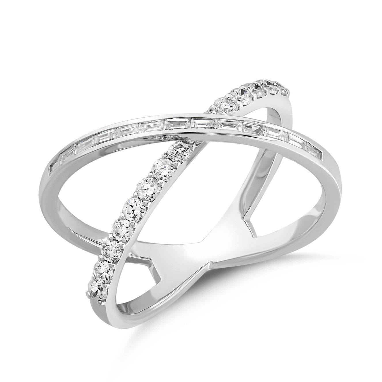 0.65 ct. Baguette Diamond Line Design Ring in 18k Fine Gold