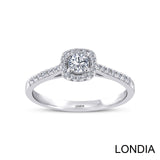 0.45 Ct. Natural Diamond Halo Design Side Stone Ring in 14K Gold