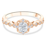 0.60 Ct. Natural Cushion Cut Diamond Vintage Design ''Seraphina'' Ring in 14K Gold