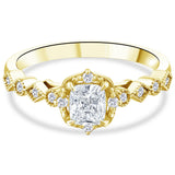 0.60 Ct. Natural Cushion Cut Diamond Vintage Design ''Seraphina'' Ring in 14K Gold