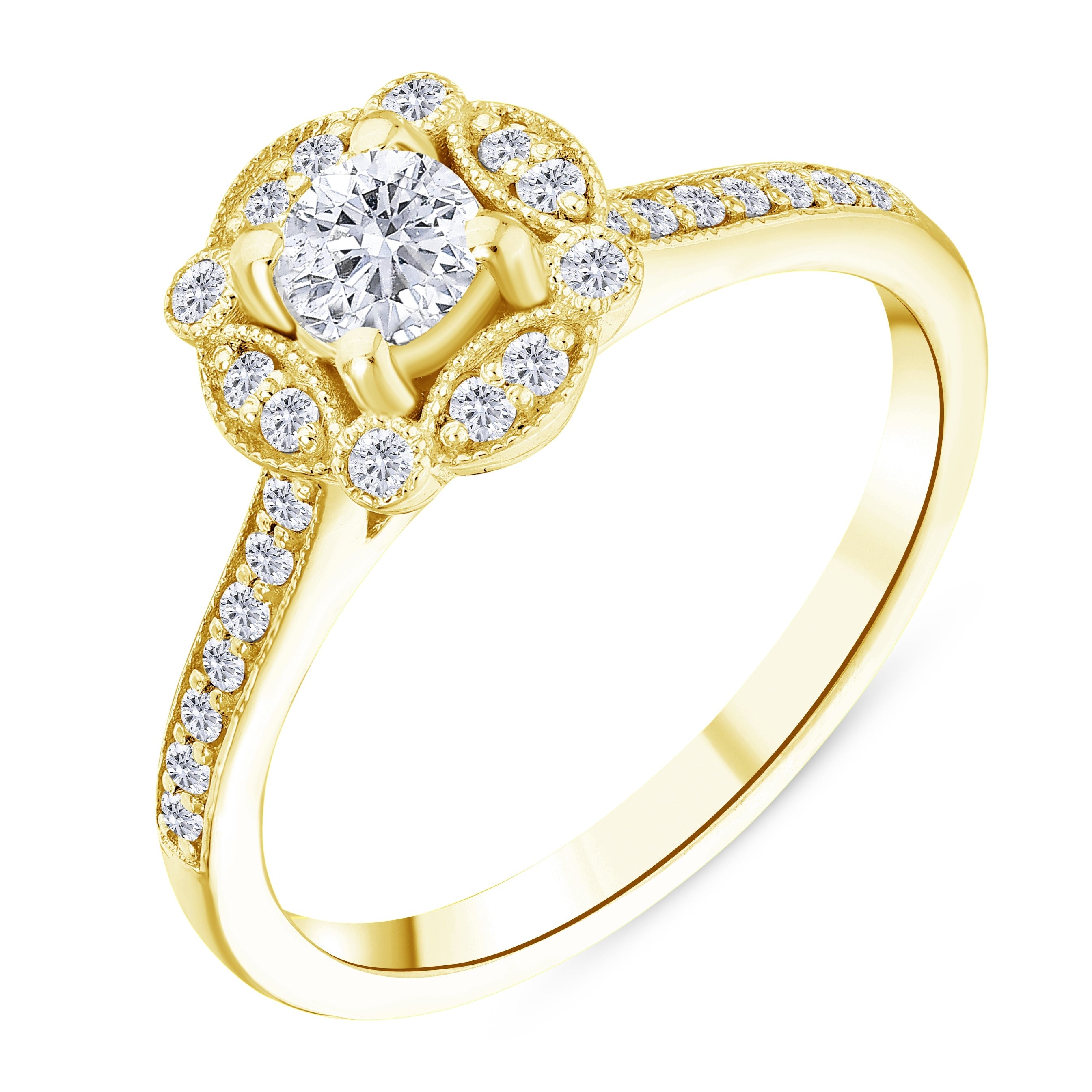 0.50 Ct. Natural Diamond Vintage Design ''Celestia'' Ring in 18K Gold
