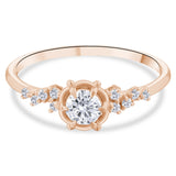 0.35 Ct. Natural Round Cut Diamond Vintage Design ''Magnolia'' Ring in 18K Gold