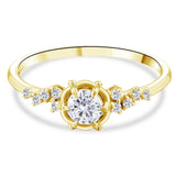 0.35 Ct. Natural Round Cut Diamond Vintage Design ''Magnolia'' Ring in 18K Gold