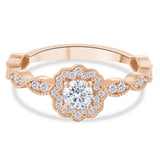 0.55 Ct. Natural Round Cut Diamond Vintage Design ''Isadora'' Ring in 18K Gold
