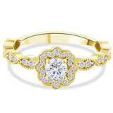 0.55 Ct. Natural Round Cut Diamond Vintage Design ''Isadora'' Ring in 18K Gold