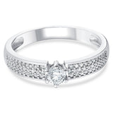 0.35 Ct. Natural Diamond Side Stone Solitaire Bold Design Ring In 14K Gold