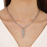 2.50 CTW Diamond Clair Design Graduated Tennis Necklace 14k Fine Gold