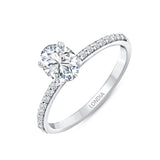 1.05 Ct. Natural Diamond Oval Solitaire ''Side Stone'' Ring in 14K Gold