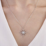 0.35 ct. Diamond Star Design Necklace 14k Fine Gold