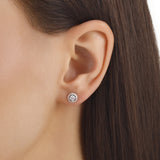 0.55 Ct. Natural Diamond Embrace Halo Design Earring in 14K Gold