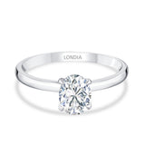 1.00 Ct. Natural Diamond Oval Solitaire ''Modern'' Ring in 14K Gold