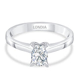 0.50 Ct. Natural Diamond Oval Solitaire ''Butterfly'' Ring in 14K Gold