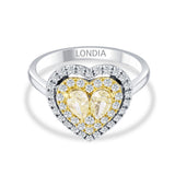 1.00 Ct. Fancy Yellow Diamond Heart Design Ring 18K Gold