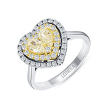 1.00 Ct. Fancy Yellow Diamond Heart Design Ring 18K Gold