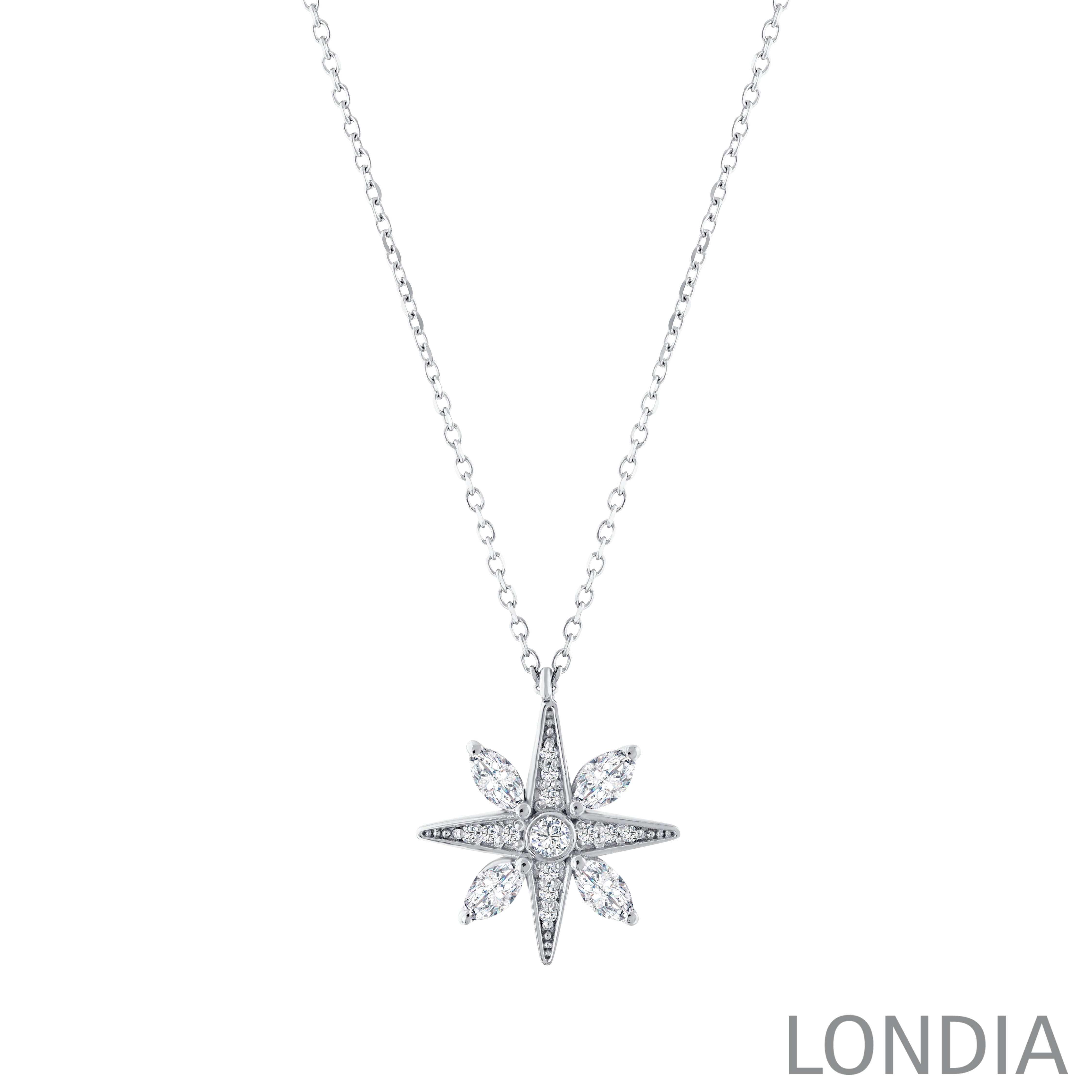 0.30 ct. Diamond Star Design Necklace 14k Fine Gold
