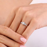 0.70 Ct. Natural Oval Diamond ''Side Stone'' Ring in 14K Gold