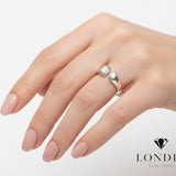 Women’s Toi et Moi Pinky Ring 0.30 ct Emerald & 0.20 ct Round Natural Diamonds 14K Gold