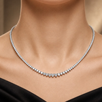 12.45 Carat Natural Diamond Graduated Tennis Necklace