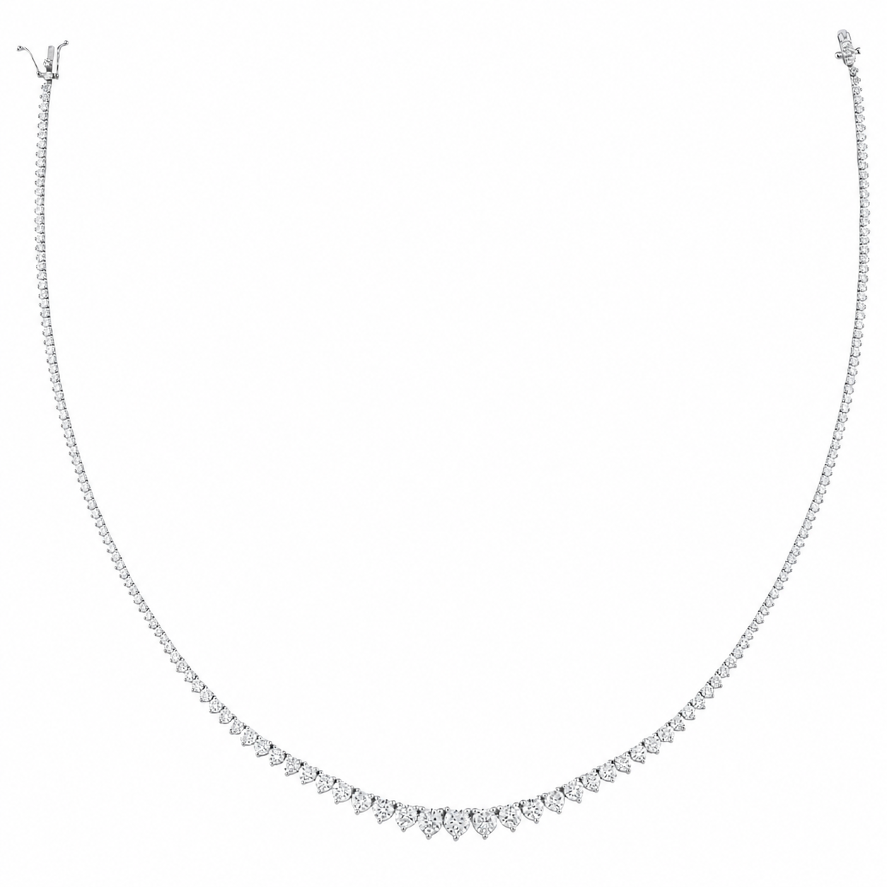 12.45 Carat Natural Diamond Graduated Tennis Necklace