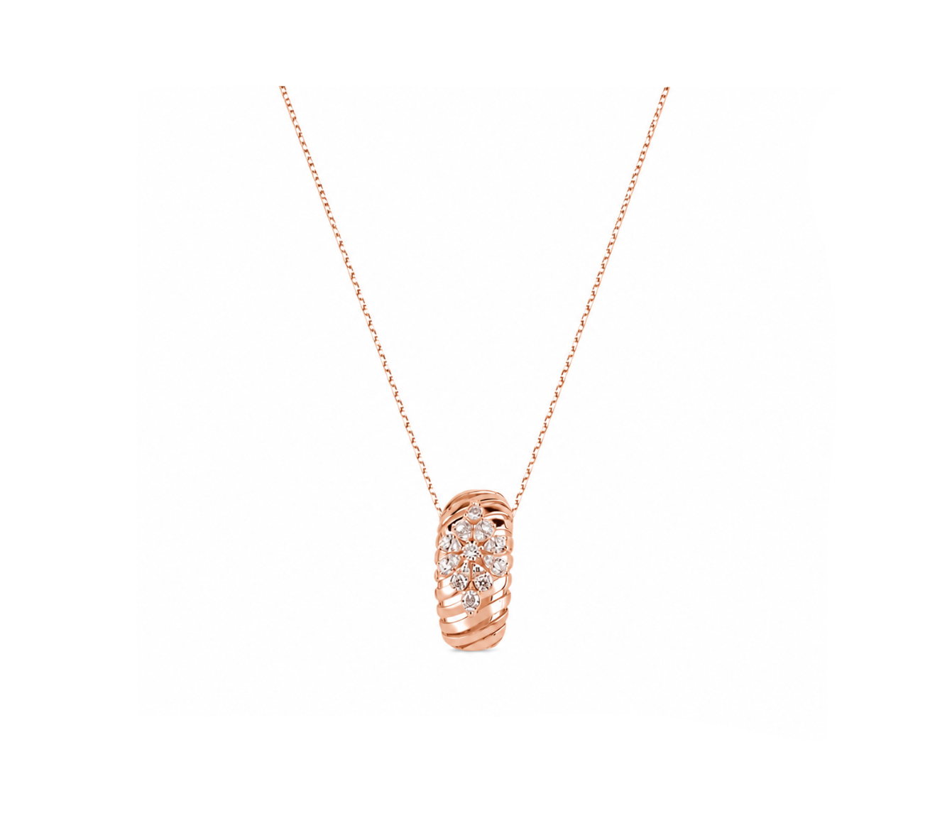 14K Gold 0.35 Carat Natural Diamond Flora Design Necklace