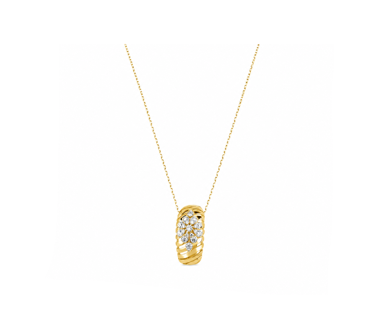 14K Gold 0.35 Carat Natural Diamond Flora Design Necklace