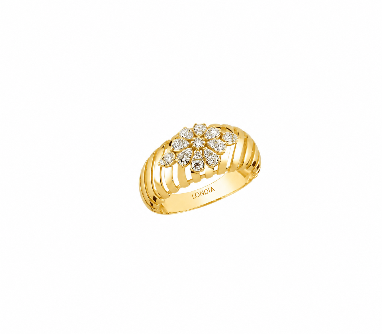 14K Gold 0.35 Carat Natural Diamond Flora Design Ring