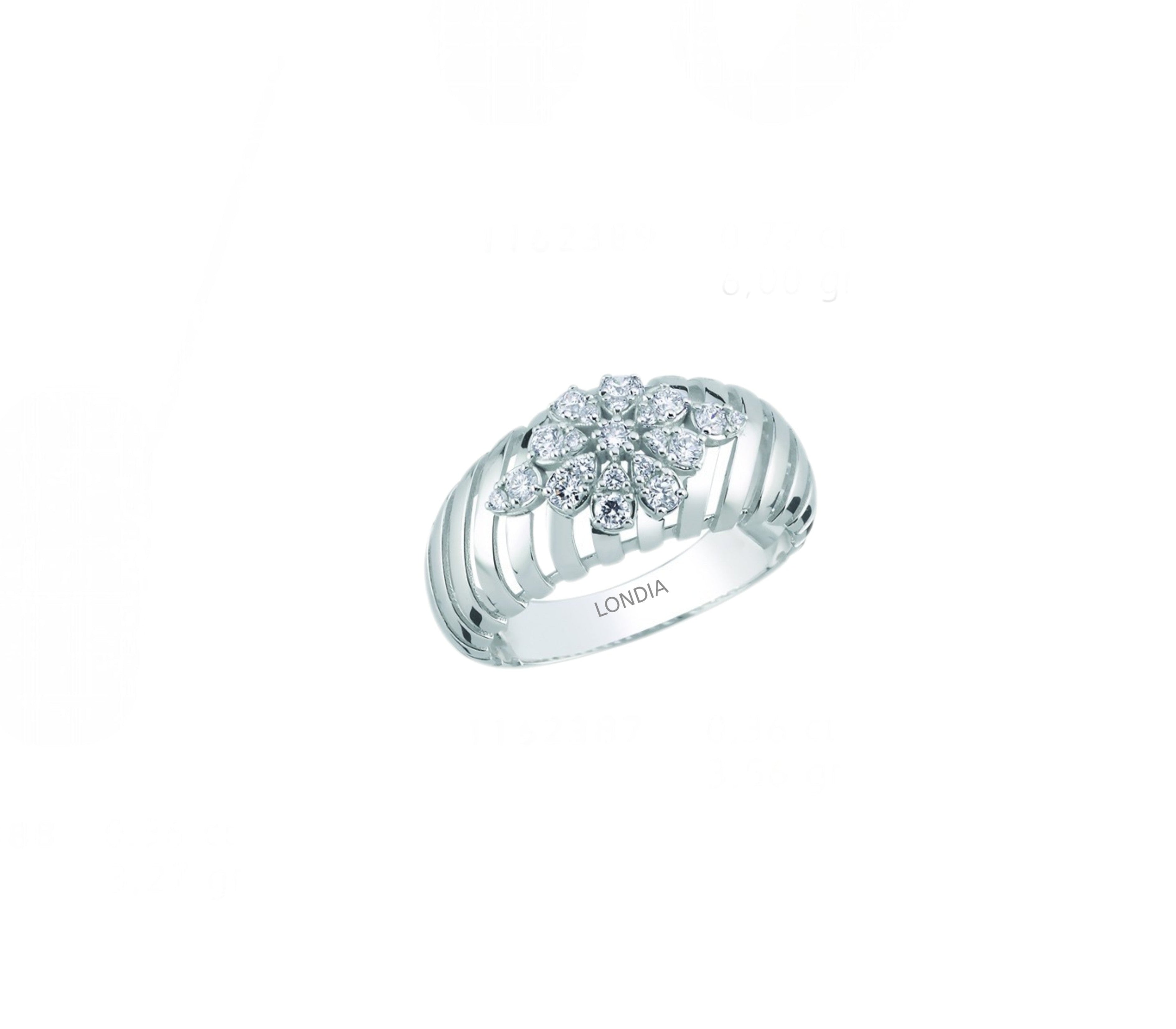 14K Gold 0.35 Carat Natural Diamond Flora Design Ring