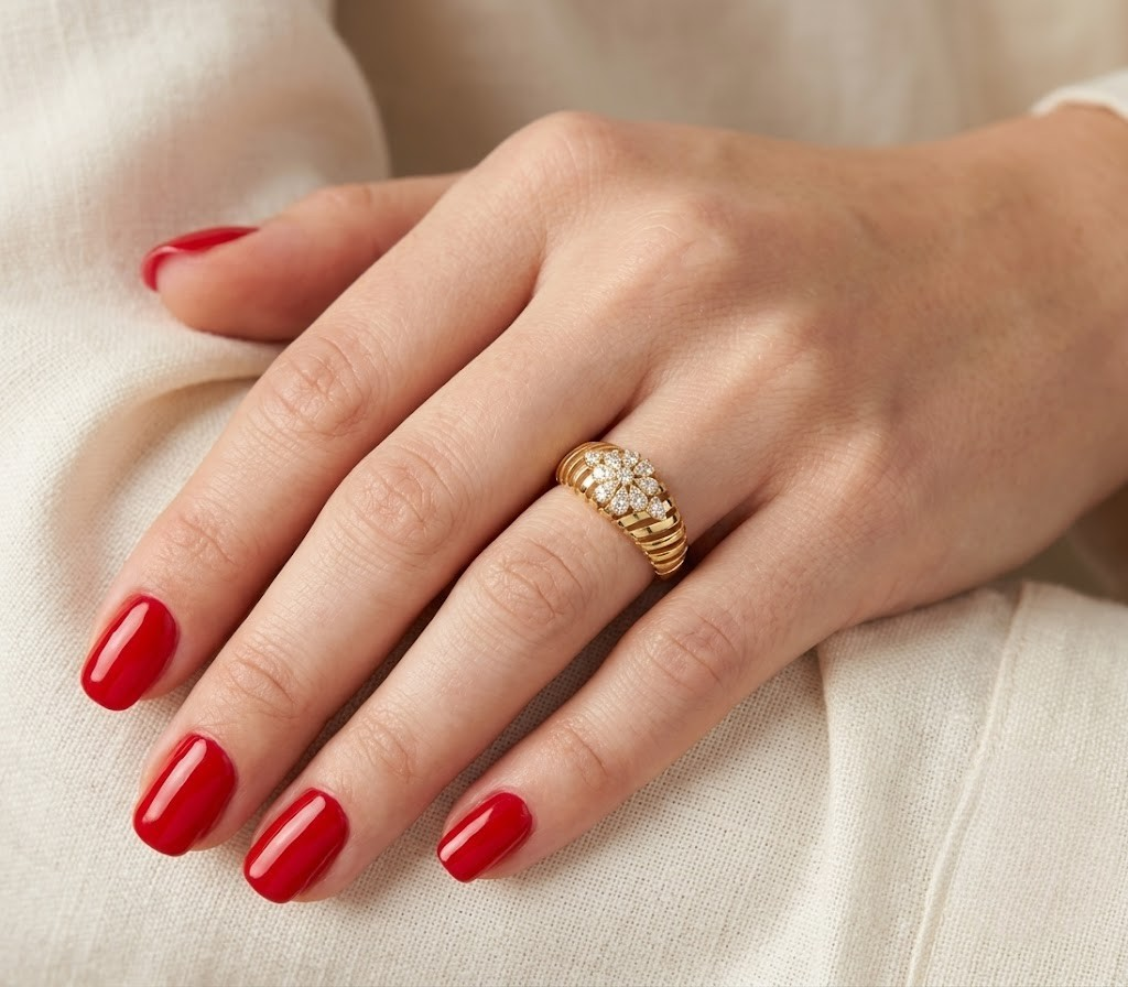 14K Gold 0.35 Carat Natural Diamond Flora Design Ring