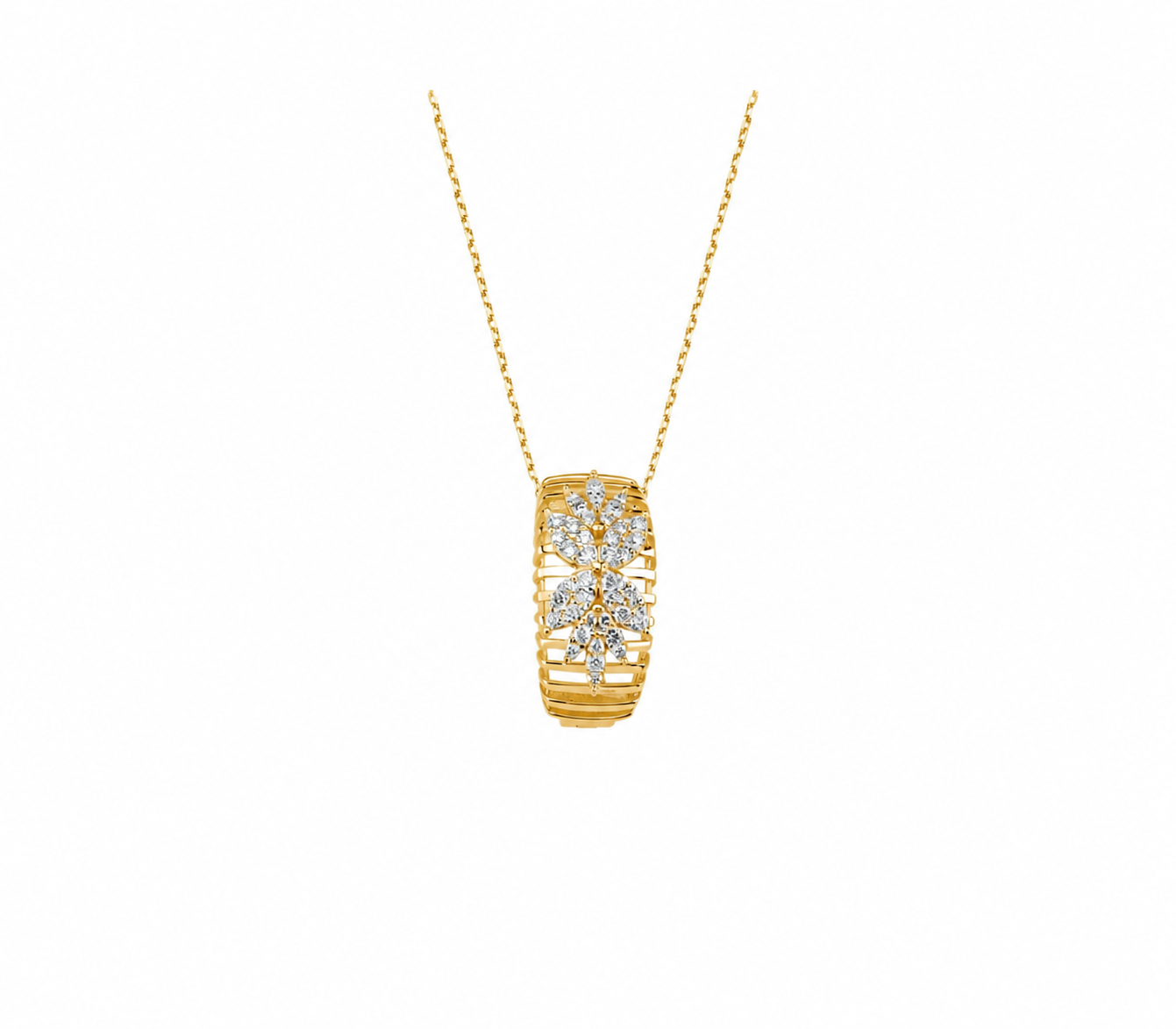 14K Gold 0.40 Carat Natural Diamond Flora Design Necklace