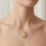 14K Gold 0.40 Carat Natural Diamond Flora Design Necklace